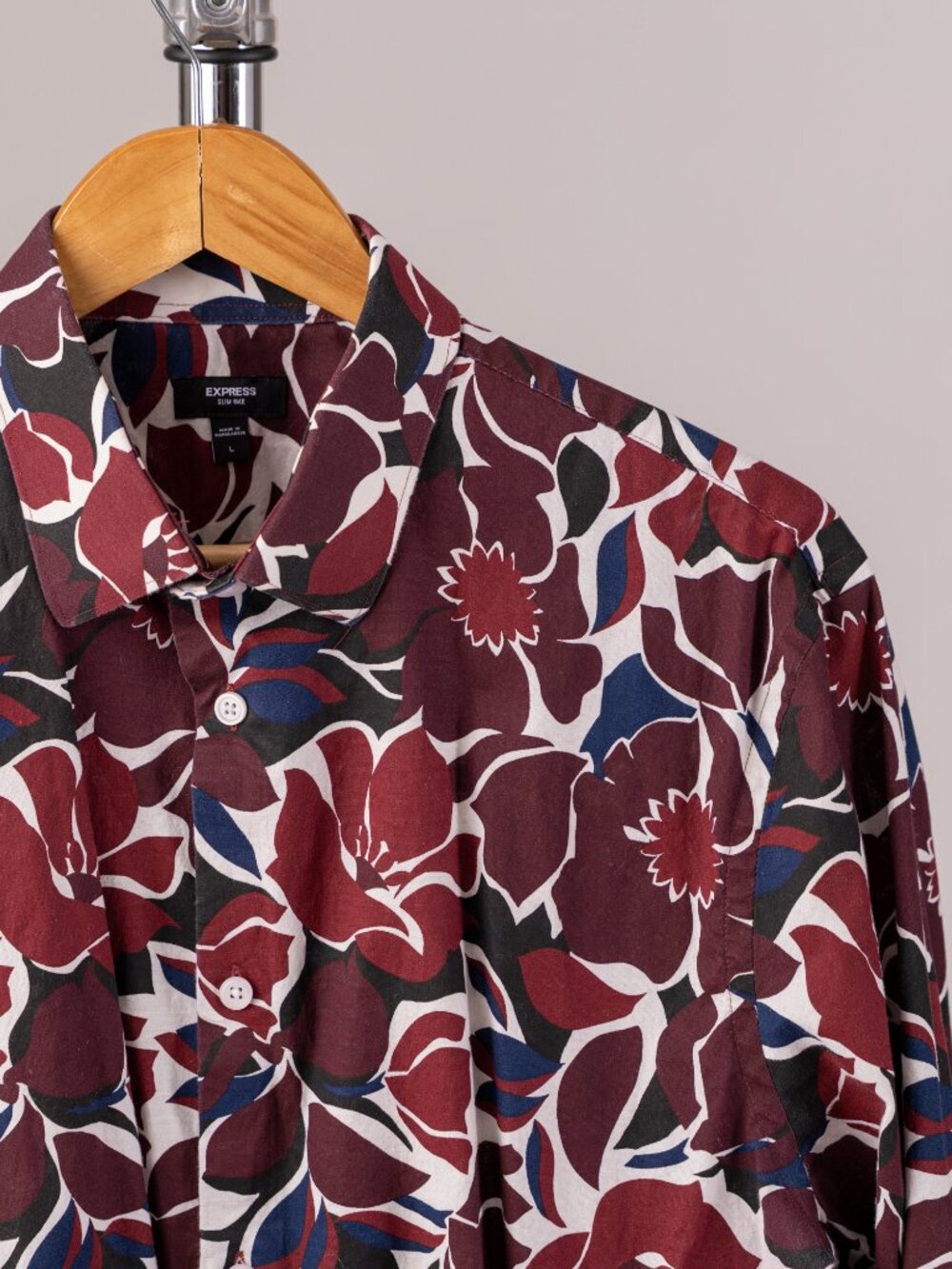 Express Men's Floral Long Sleeve Shirt Slim Fit